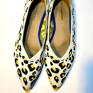 Jet’Accompaigne Toujours Neon‎ Yellow Cheetah/Leopard Print Knit Shoes 8.5-9